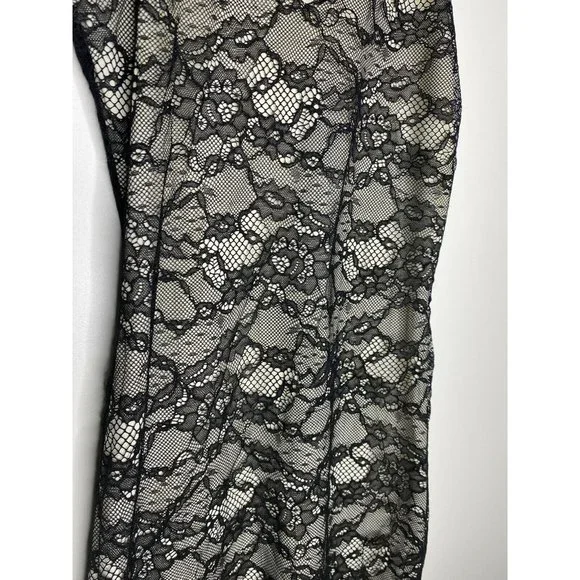 Alice + Olivia Dress Size 2 Silk Lace Sleeveless Floral Black Slip Mini Women's - Picture 3 of 6